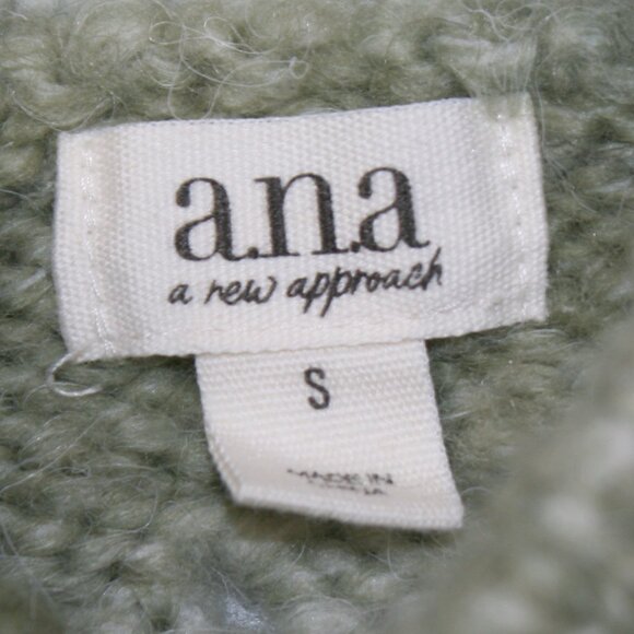 A.N.A. Sweater Cable Knit Green Ombre Stripe Mock Turtleneck Fuzzy Chunky Small - Picture 6 of 13